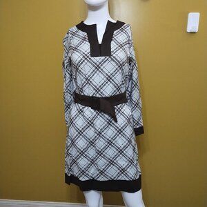 RARE VTG 60s Petite Elegants by Cater Frock Co Long Sleeve Belted Sheath Dress S